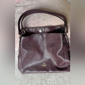 Coach Dark Purple Leather Shoulder Bag